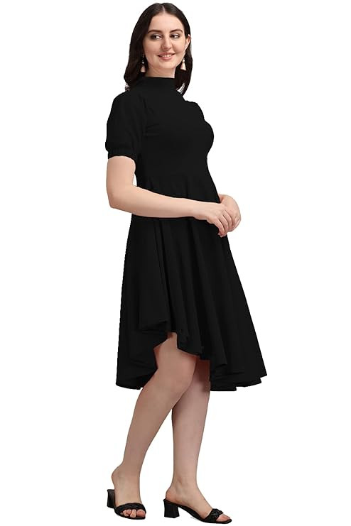 PURVAJA Women’s High-Low Knee Length Dress(Ruby-062-to-069)