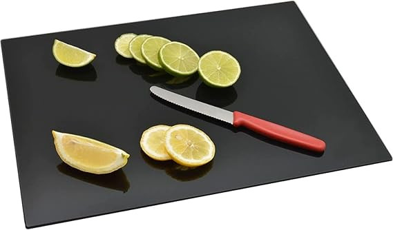 Herrlich Homes Glass Chopping Kneading Board for Kitchen | Unbreakable | Scratch & Heat Resistant | Hygienic Toughened Glass | Durable | Black | 40 cm X 30 cm