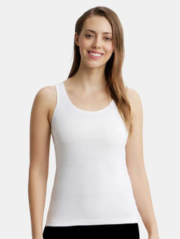 Women Super Combed Cotton Rib Fabric Inner Tank Top - White