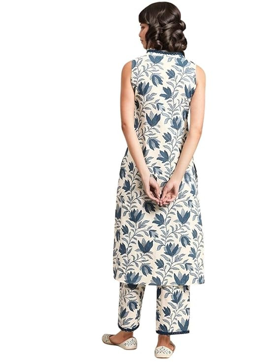 rytras Women's Cotton Printed Straight Kurta With Pant Set