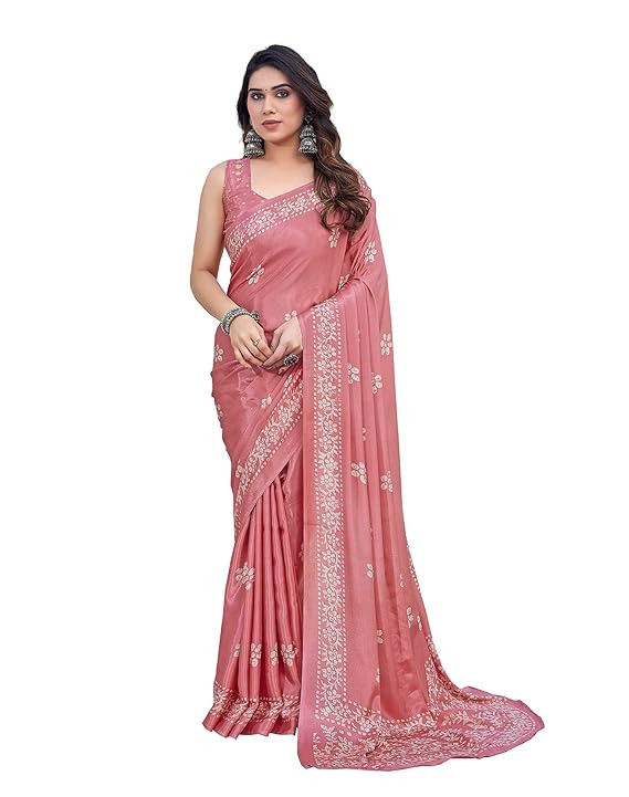 Yashika Women's Elegant Chiffon Saree with Blouse Material - Embrace Trendy Style and Timeless Elegance in this Exquisite Attire