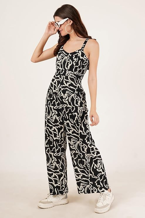 COTLAND Fashions Jaipuri Cotton Abstract Printed Sleeveless Jumpsuit for Women
