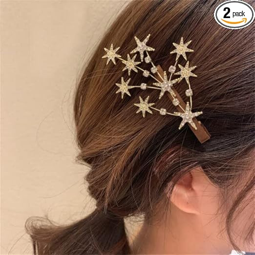 Kashish's KOREAN GYPSOPHILA DIAMOND HAIR BB CLIP/HAIR PINS HAIR SIDE BANGS GIRLS HAIRPINS/SWEET STAR SIDE HAIR ACCESSORIES (2 Clip)
